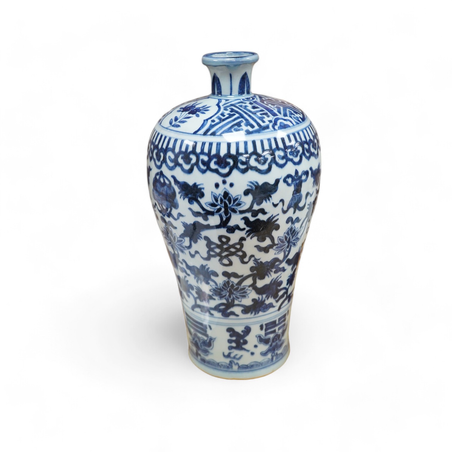 A Chinese blue and white baluster vase, 30cm. Condition - good